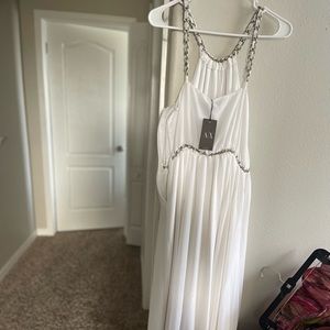 White Armani exchange gown with silver embellishments size 8